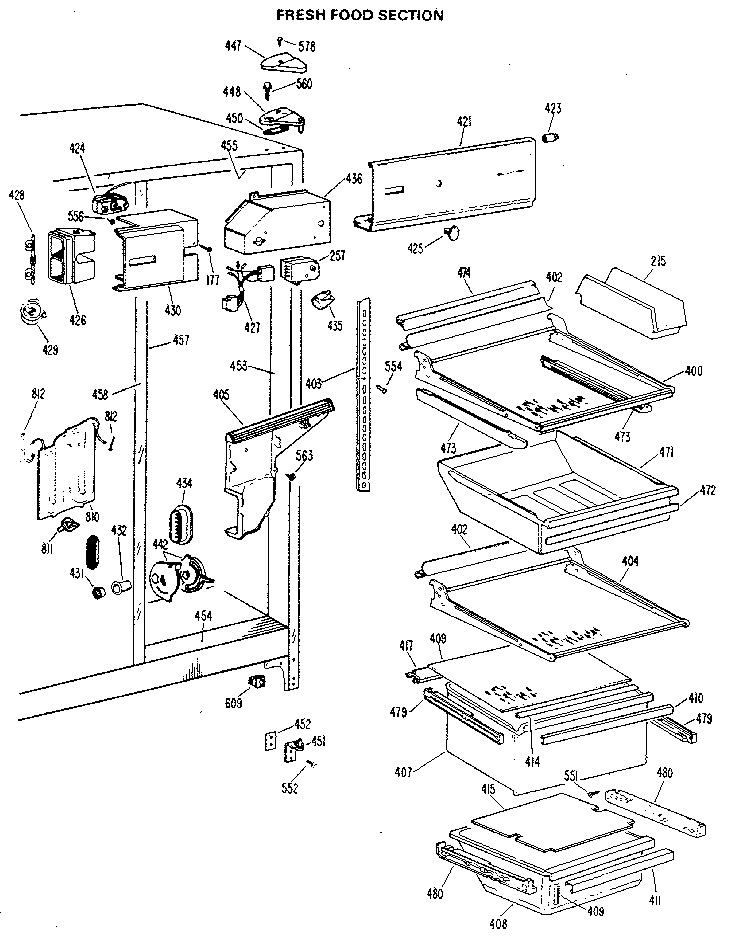 GE TFX22RLJ fresh food section diagram