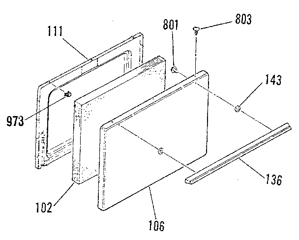 Sears 9116248812 oven door section diagram