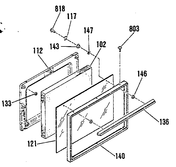 Kenmore 9119149181 oven door section diagram