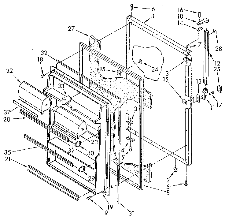 Kenmore 1068758581 refrigerator door diagram