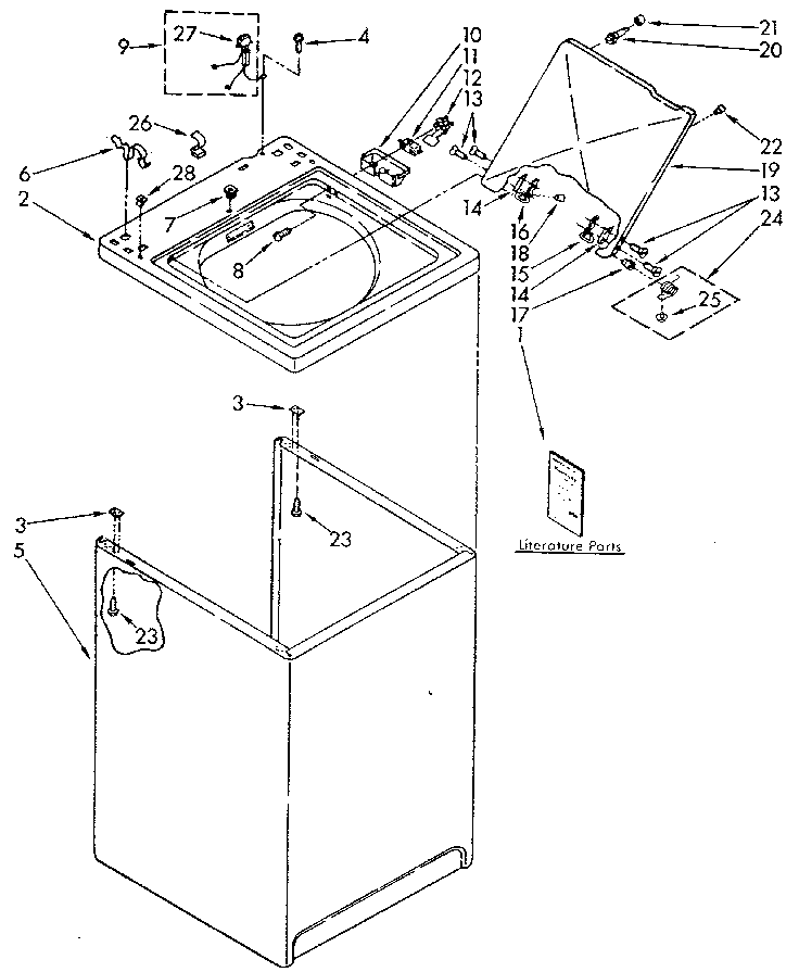Kenmore 11082980820 top and cabinet diagram
