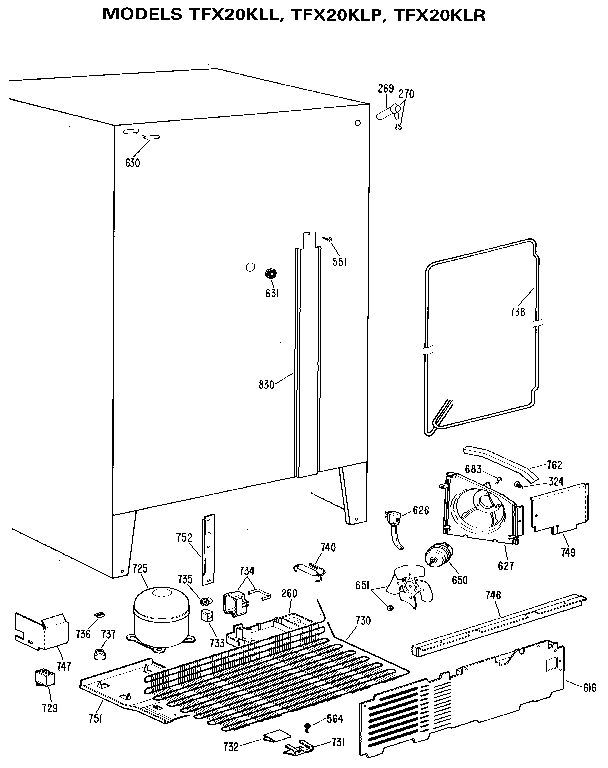 GE TFX20KLL unit parts diagram