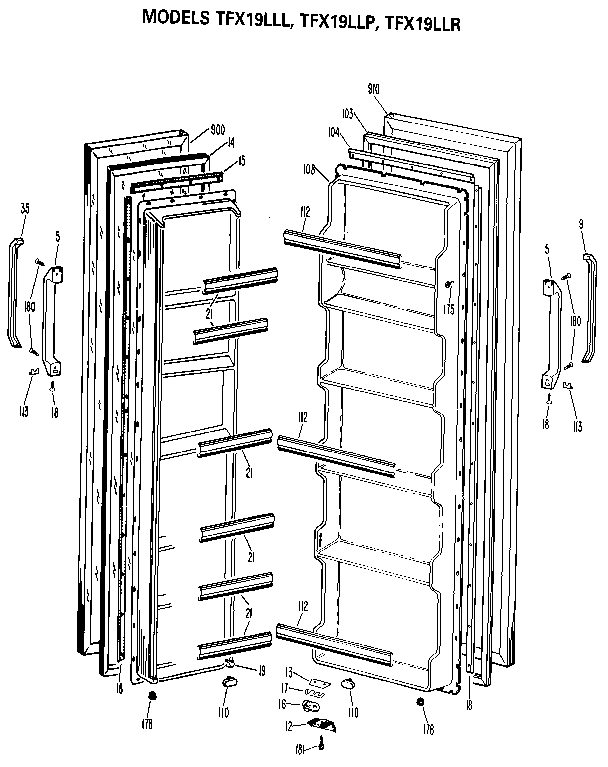 GE TFX19LLP doors diagram