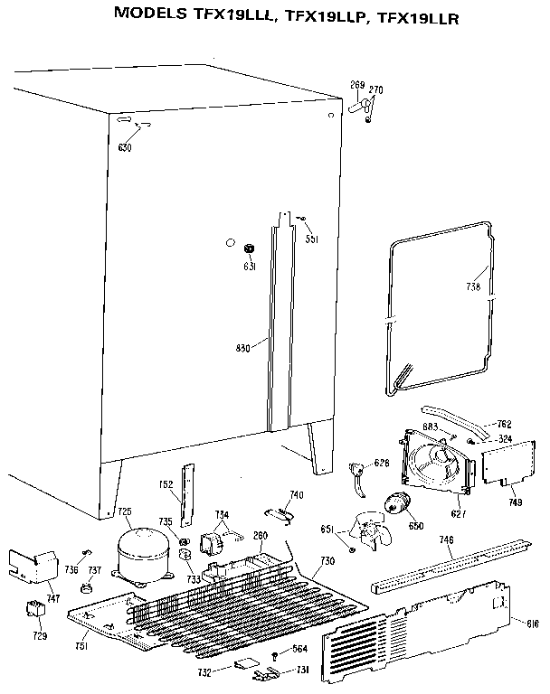 GE TFX19LLP unit parts diagram