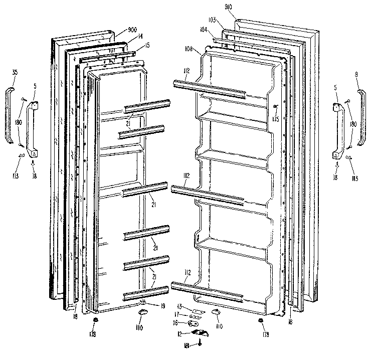 GE TFX19LLJ doors diagram