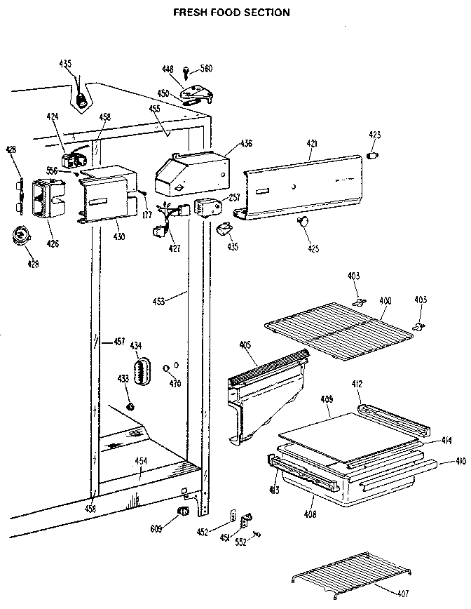 GE TFX19LLJ fresh food section diagram