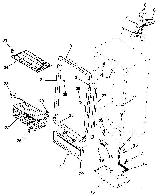 Kenmore 2539206381 cabinet diagram