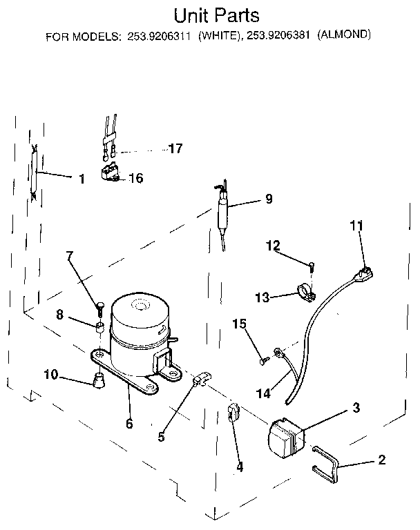 Kenmore 2539206381 unit diagram