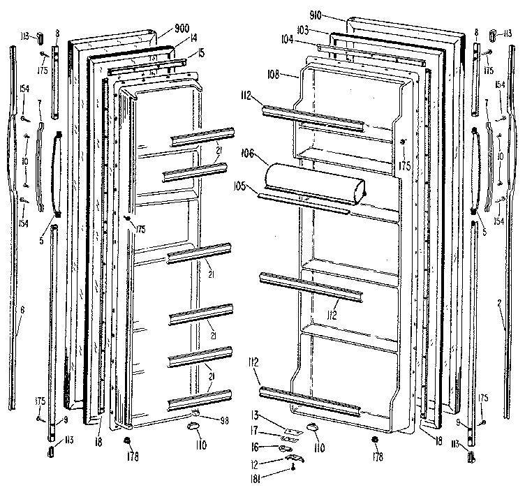 GE TFX20PLJ doors diagram
