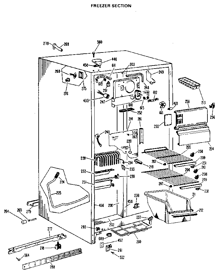 GE TFX20PLJ freezer section diagram