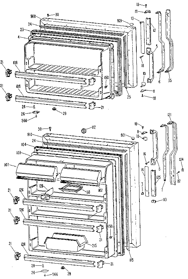 GE TBX18ZLM doors diagram
