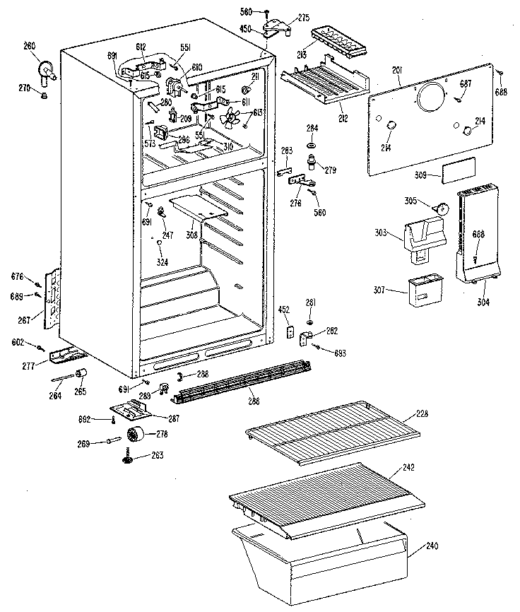GE TBX14SMD cabinet diagram
