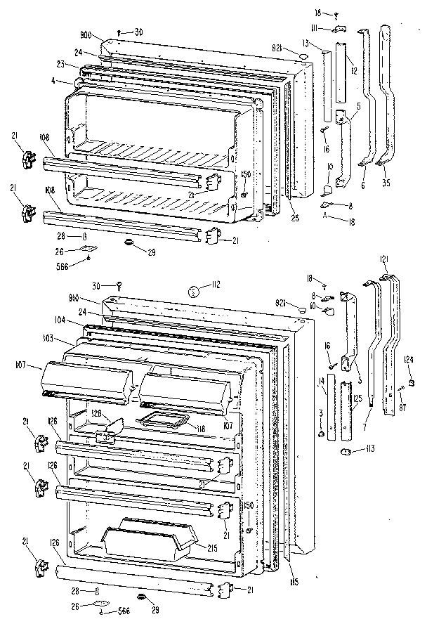 GE TBX18ZLS doors diagram