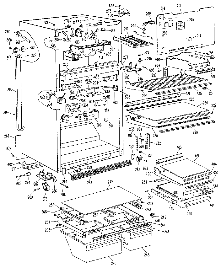 GE TBX18ZLS cabinet diagram