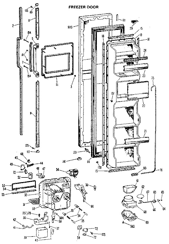 GE TFX24RLK freezer door diagram
