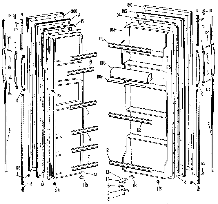 GE TFX20PLL doors diagram
