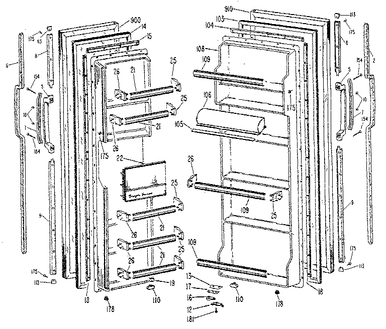 GE TFX24ZLJ doors diagram