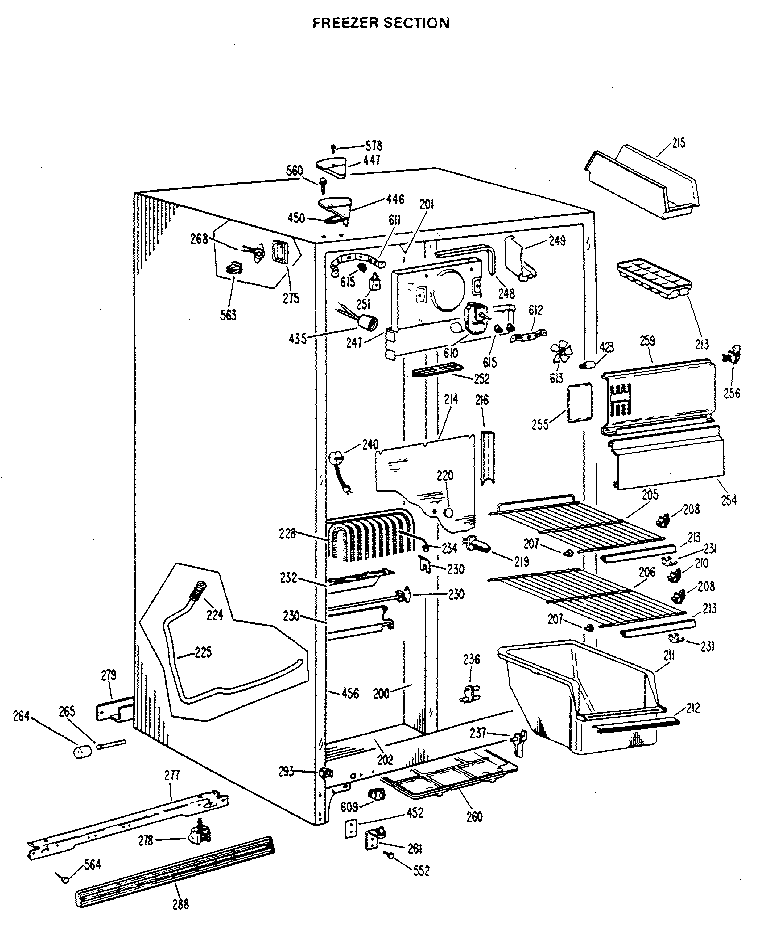 GE TFX24ZLJ freezer section diagram