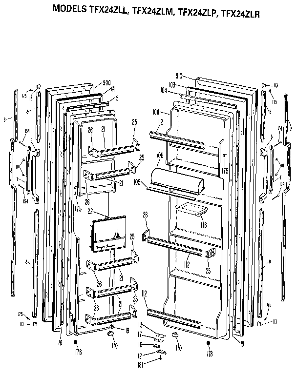 GE TFX24ZLR doors diagram