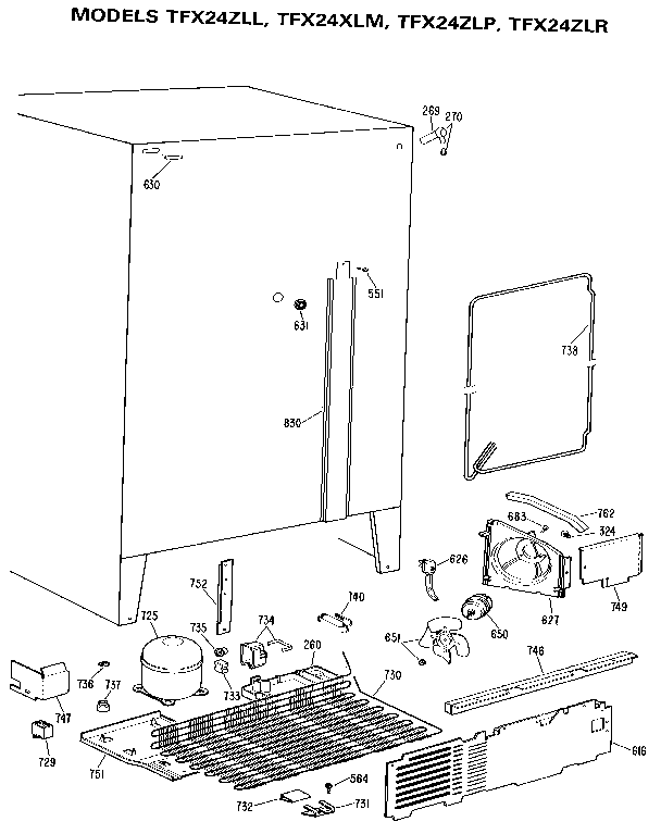 GE TFX24ZLR unit parts diagram