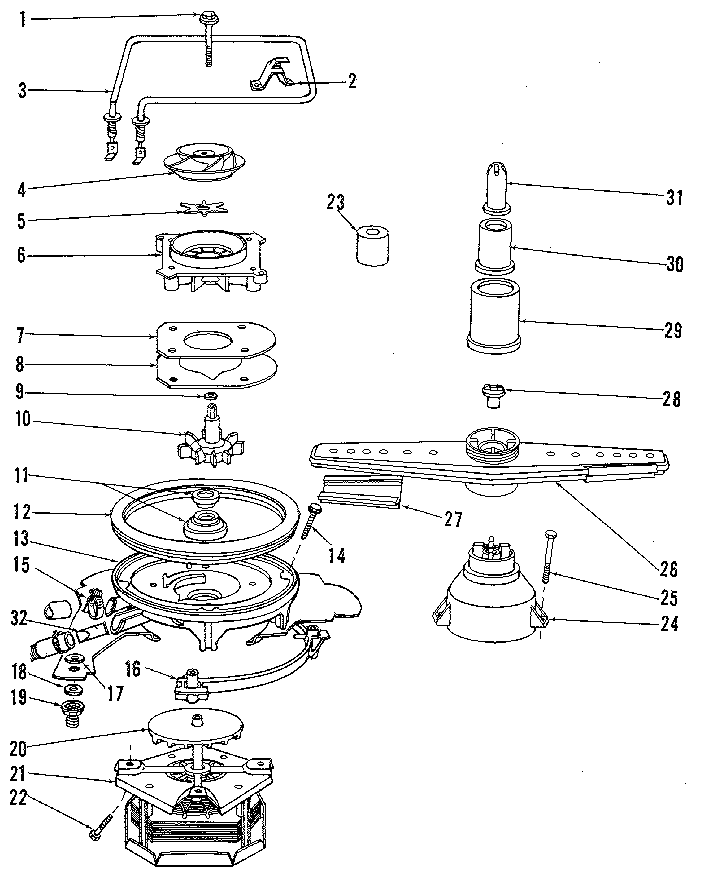 Kenmore 5871400091 motor, heater, and spray arm details diagram