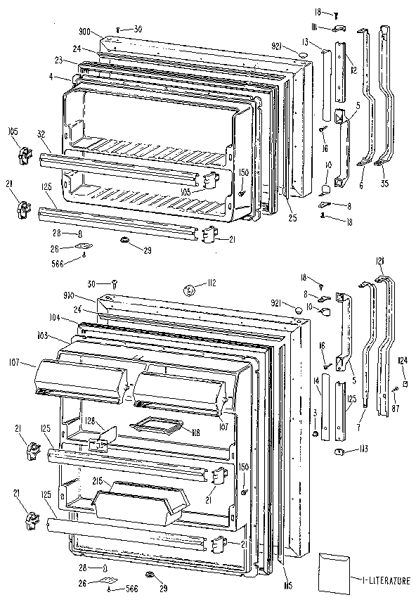 GE TBX21KMT doors diagram