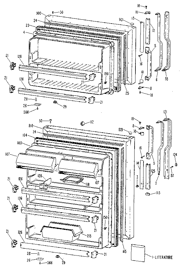 GE TBX21TLR doors diagram