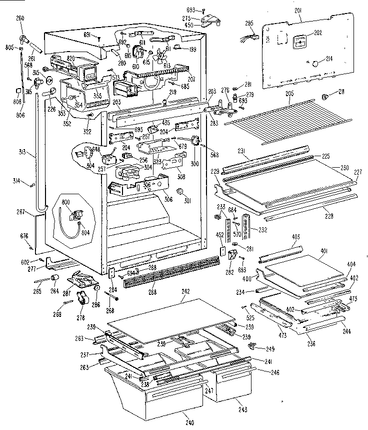 GE TBX21TLR cabinet diagram