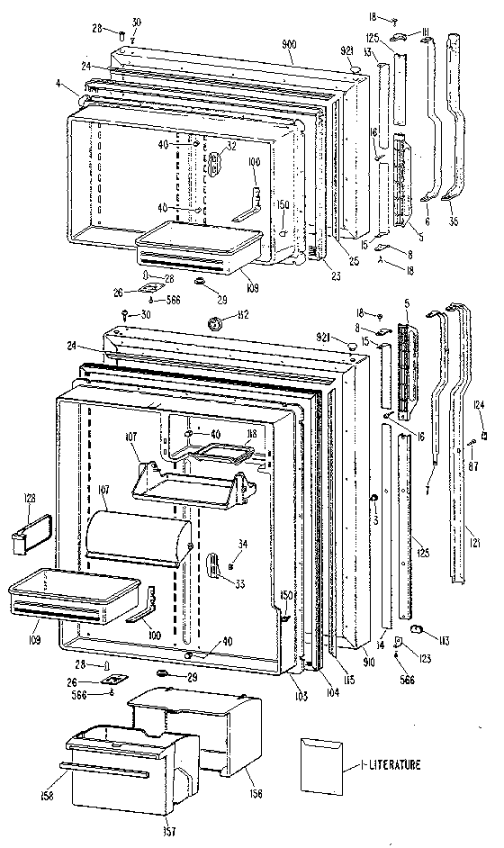 GE TBX25ZMR doors diagram