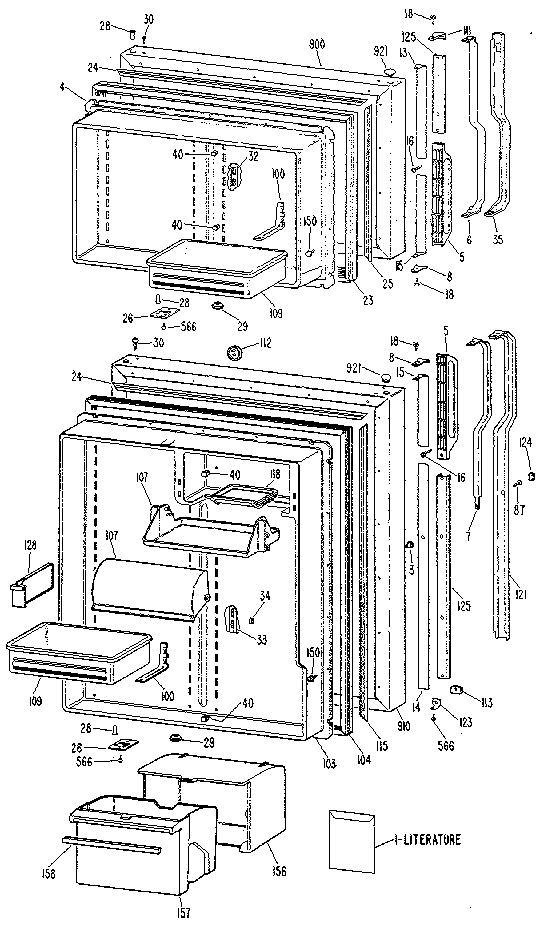 GE TBX25ZNM doors diagram