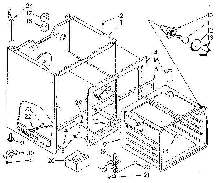 Whirlpool RF365BXWN1 oven diagram