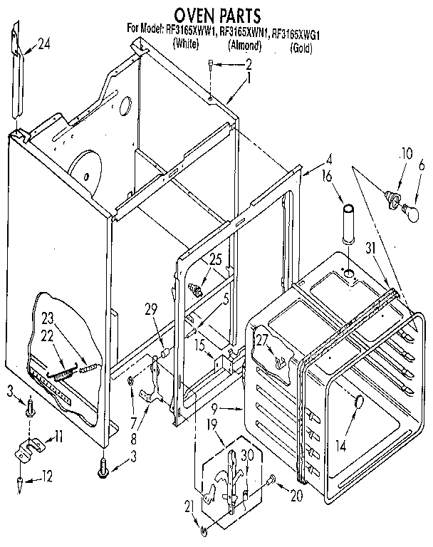 Whirlpool RF3165XWN1 oven diagram