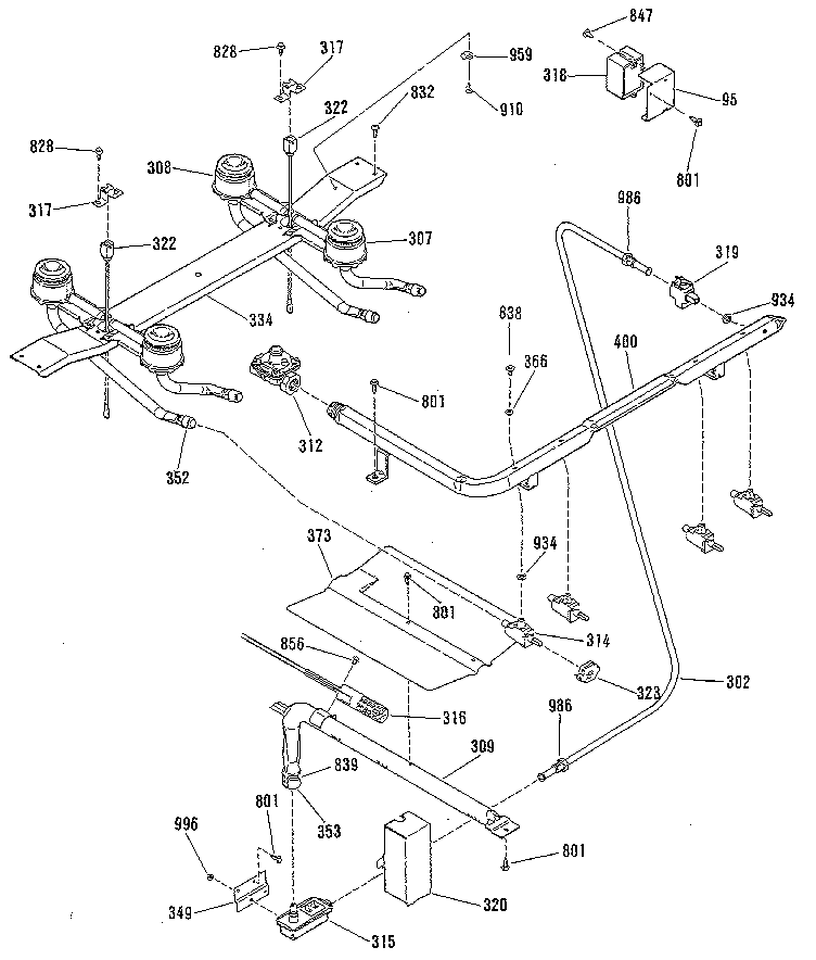 Kenmore 9117199181 burner section diagram