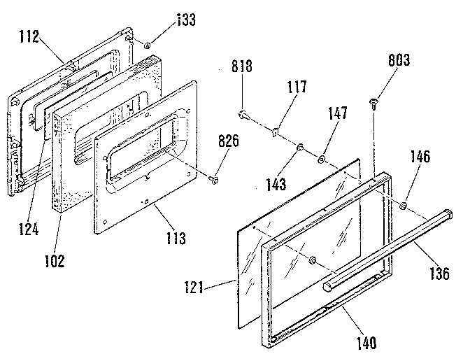 Kenmore 9117199181 oven door section diagram