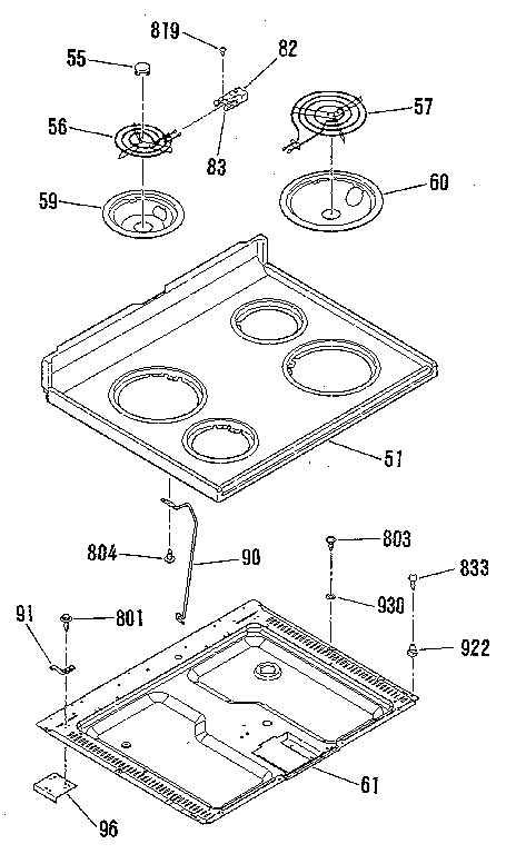 Kenmore 9119330192 main top section diagram
