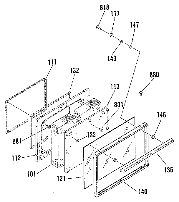 Kenmore 9119330192 oven door section diagram