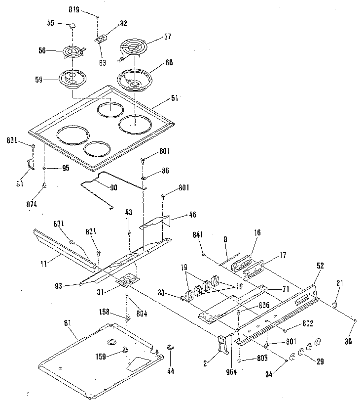 Kenmore 9114658815 main top section diagram