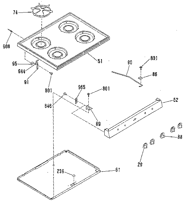 Kenmore 9117279181 main top section diagram