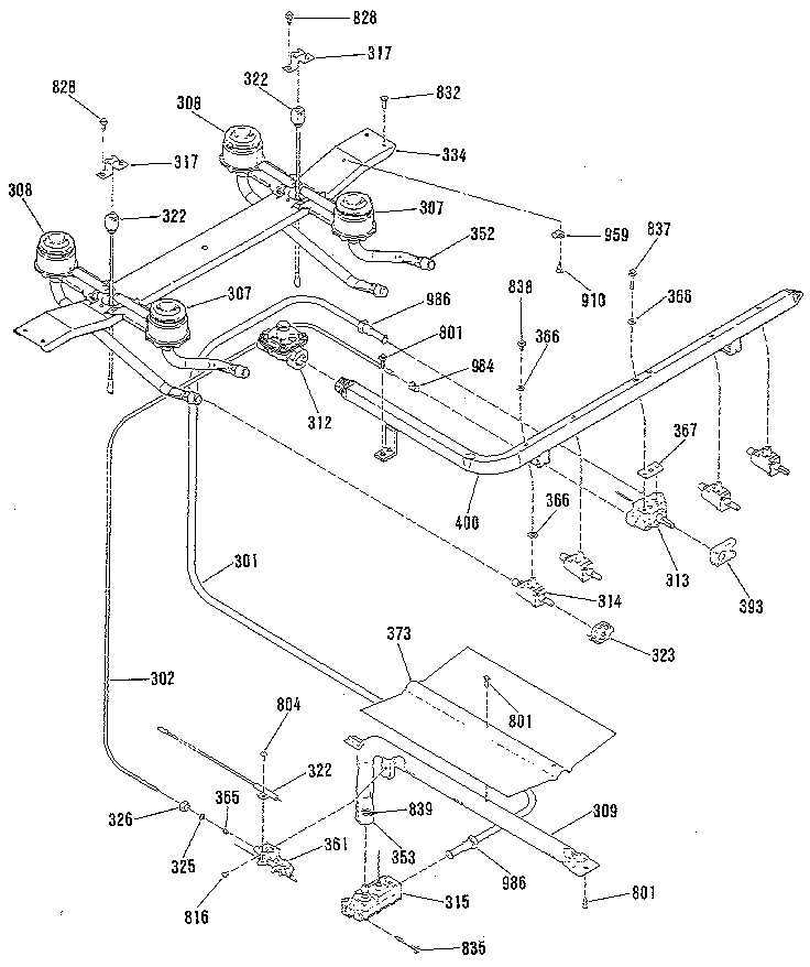 Kenmore 9117279181 burner section diagram