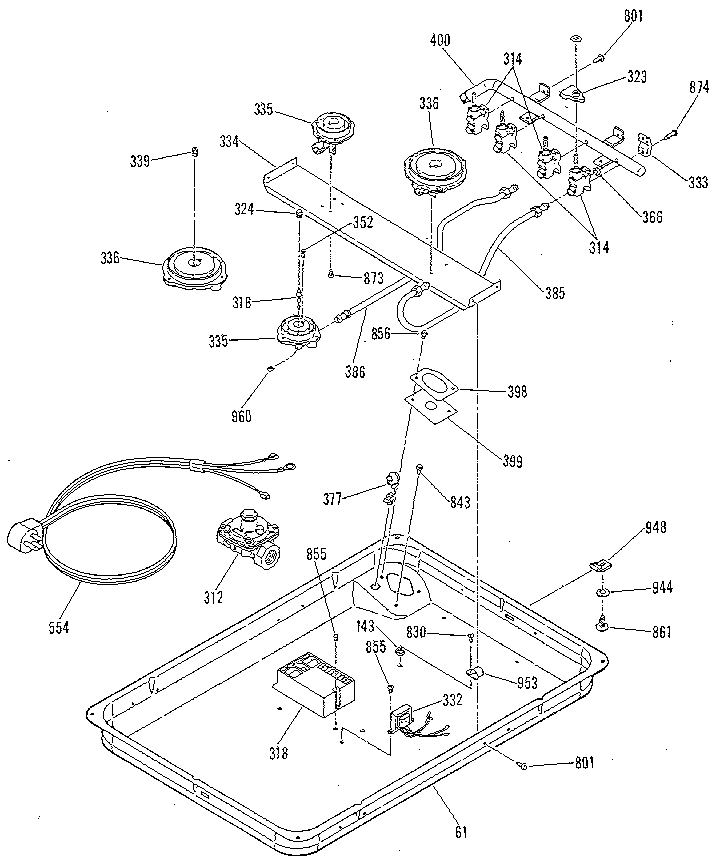 Kenmore 9113378813 burner section diagram