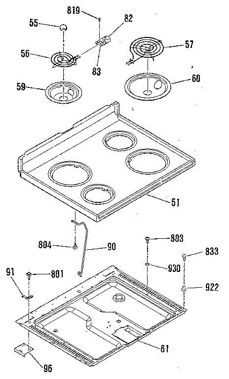 Kenmore 9119389181 main top section diagram