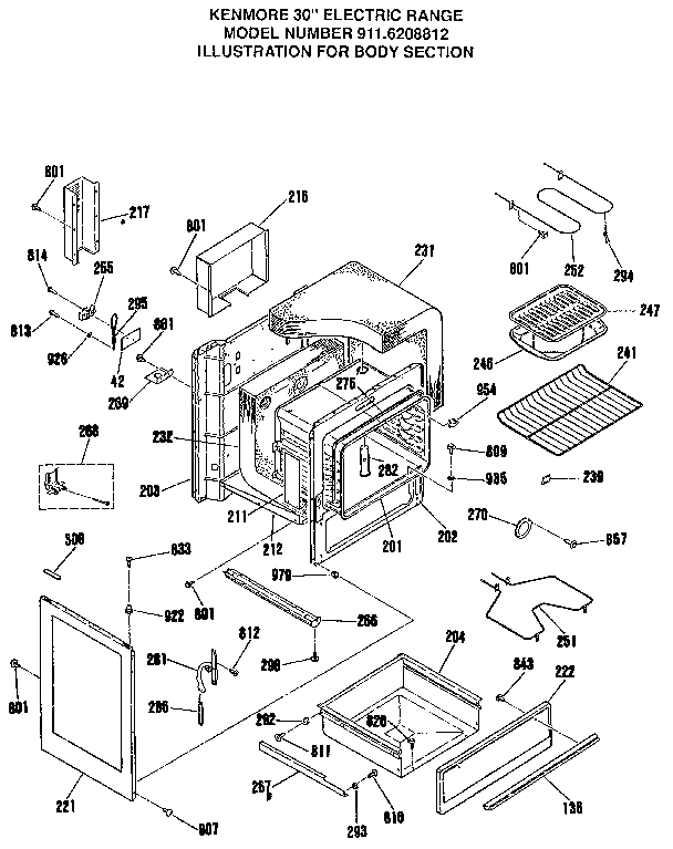 Kenmore 9116208812 body section diagram