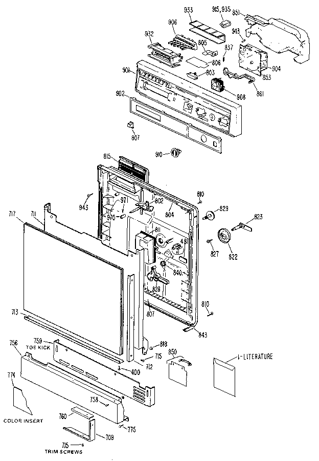 Kenmore 3631430691 escutcheon and door diagram