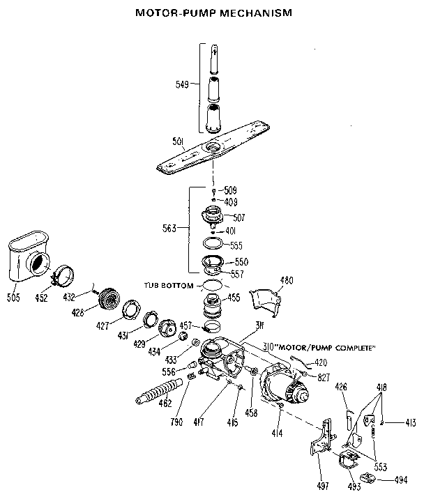 Kenmore 3631430691 pump and motor diagram