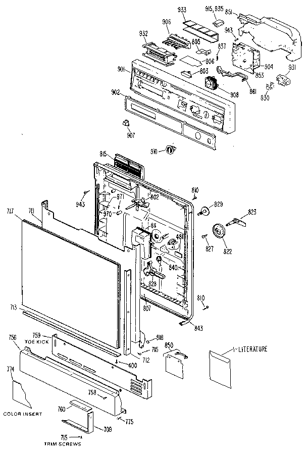 Kenmore 3631410691 escutcheon and door diagram