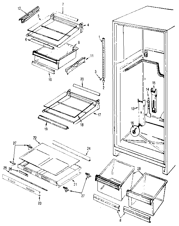 Kenmore 742JRT192B/MAJ51C shelves & accessories diagram
