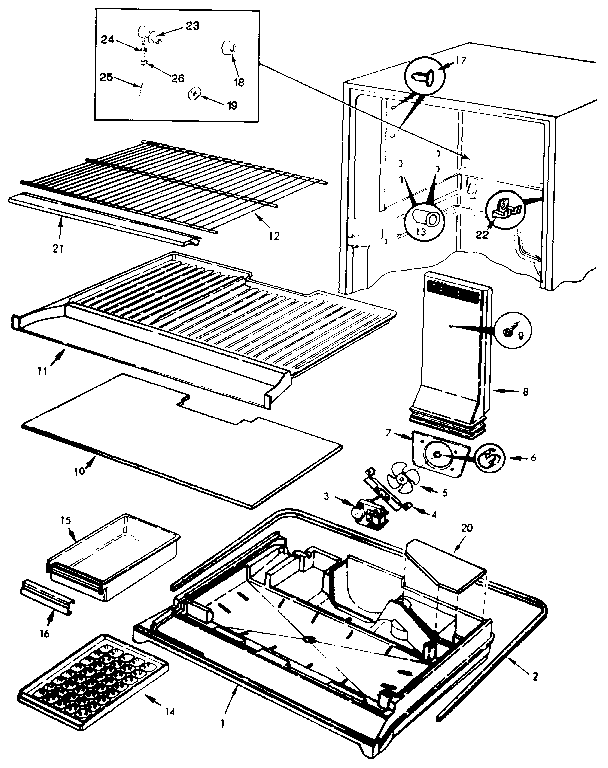 Kenmore 742JRT192B/MAJ51C freezer compartment diagram