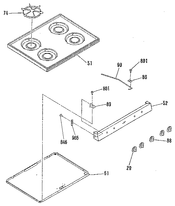 Kenmore 9117279182 main top section diagram