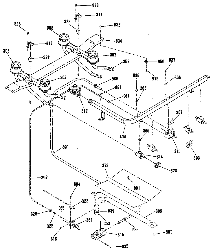 Kenmore 9117279182 burner section diagram