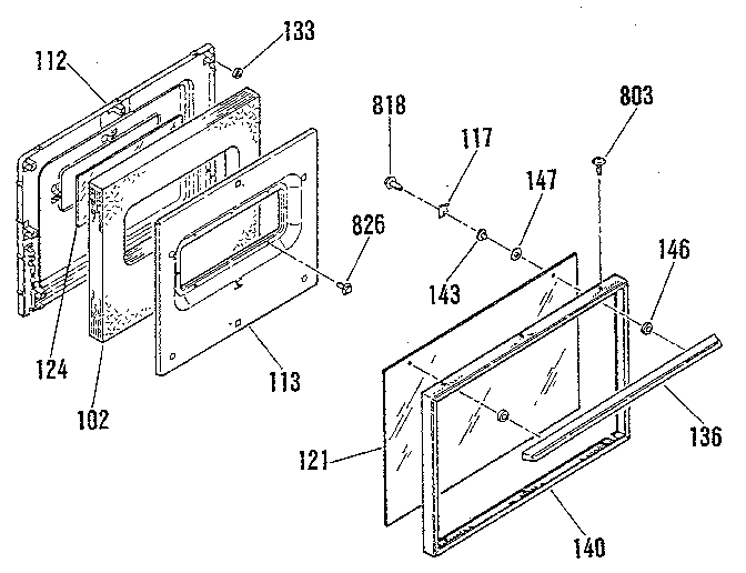 Kenmore 9117279182 oven door section diagram